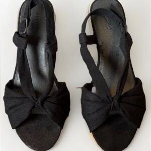 (9.5) SONOMA Black Canvas Espadrille Slingback Sandals with Knotted Strap